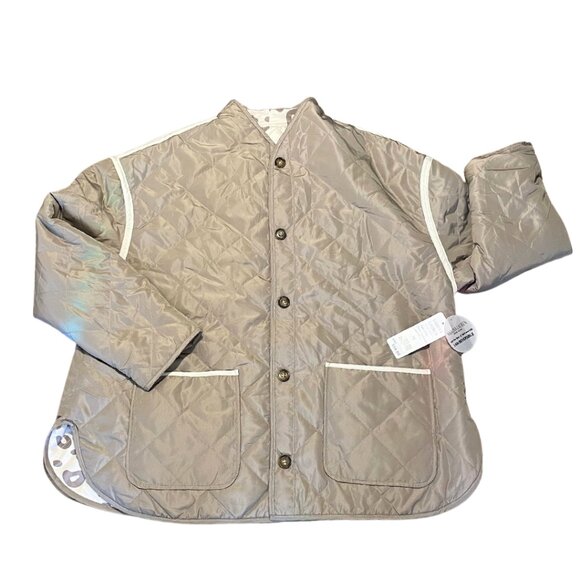 Sabrina Lauren New York Jackets & Blazers - NWT Quilted Barn Jacket Reversible Sabrina Lauren Women's XL Tan + White Print